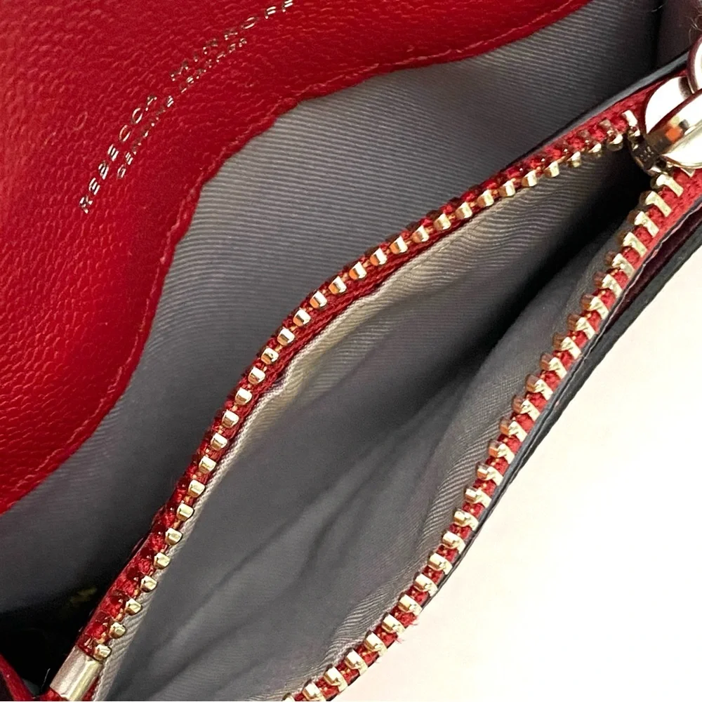 Rebecca Minkoff Red Pebble Grain Leather Bi-fold Key Ring Holder